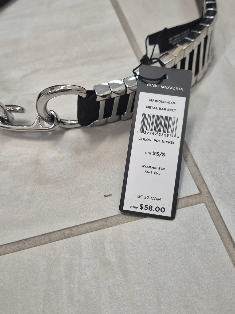 Women’s Black Leather Belt with Silver Chain Link Detail
